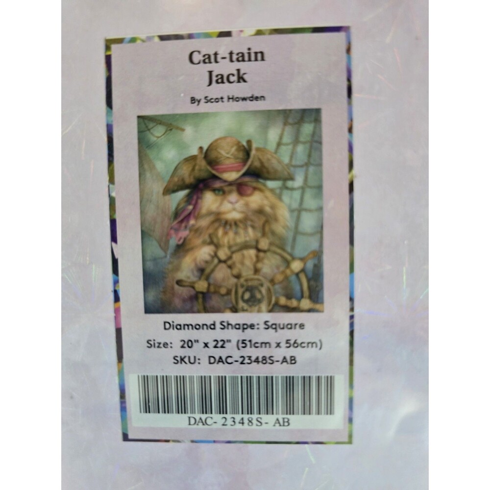 Diamond Art Club Cat-tain Jack Scot Howden Square 20x22 Diamond Painting NEW